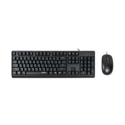 Комплект Клавиатура + Мышь Rapoo X130PRO, Оптическая мышь, 1000DPI, USB, Анг/Рус/Каз, Длина кабеля 1,5 метра, Кол-во стандартных клавиш 104, Защита от пролива воды/кофе, Черный