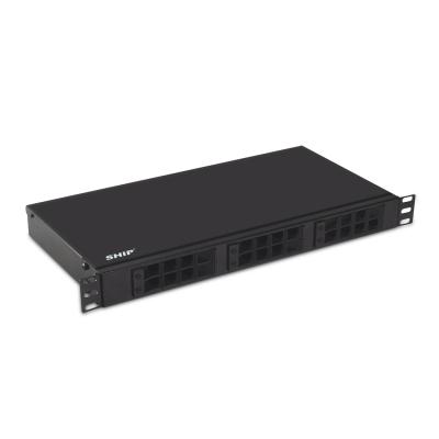 Оптический кросс, SHIP, F-N1, 19" (1U), 24 Порта, FC/SC/ST Simplex LC Duplex, Универсальный, Без адаптеров, Чёрный