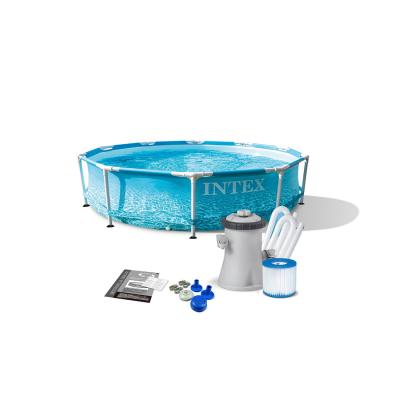 Каркасный бассейн Beachside Metal Frame 305 х 76 см, INTEX, 28208NP, Винил, 4485 л., Стальной каркас, Ф-насос 28602 (1250л/ч), Принт морской волны, Цветная коробка