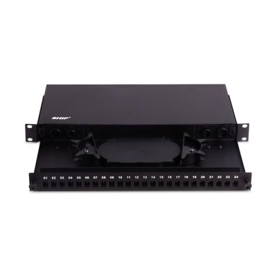 Оптический кросс, SHIP, F-M1, 19" (1U), 24 Порта SC, Simplex, LC Duplex, Без адаптеров, Чёрный