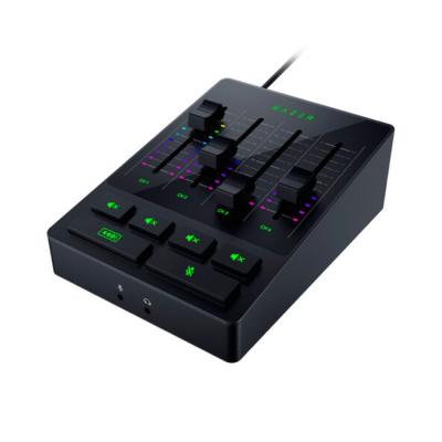 Микшерный пульт, Razer Audio Mixer, RZ19-03860100-R3M1, 10Гц - 20кГц, Преобразование А/Ц и Ц/А: 24бита при 48кГц, Динамический диапазон: > 110дБ, Соотношение «сигнал-шум»: > 100дБ, КНИ+шум: < –-90дБ, Взаимные помехи каналов: < –-90дБ, Аналоговый ауди