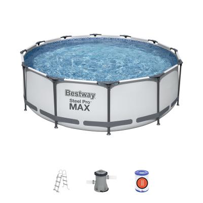 Каркасный бассейн Steel Pro MAX 366 х 100 см, BESTWAY, 56418, Винил, 9150 л., Стальной каркас, Ф-насос 58383 (2006л/ч), Лестница 58335, Серый, Цветная коробка Каркасный бассейн Steel Pro MAX 366 х 100 см, BESTWAY, 56418, Винил, 9150 л., Стальной каркас, Ф-насос 58383 (2006л/ч), Лестница 58335, Серый, Цветная коробка