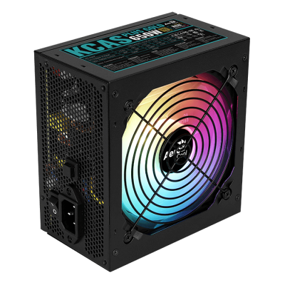 Блок питания Aerocool KCAS PLUS GOLD 650W RGB, 650W, ATX, Gold, APFC, 20+4pin, 2*4+4pin, 6*Sata, 3*Molex, 2*PCI-E 6+2pin, Вентилятор 12 см, Кабель питания
