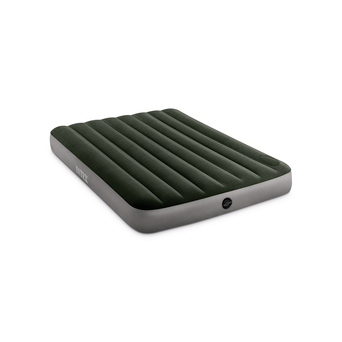 Матрас надувной Dura-Beam Downy Airbed (Full) 191 х 137 х 25 см, INTEX, 64762, Винил, Флокированый верх, Встроенный ножной насос, Технология Fiber-Tech, Зелёный, Цветная коробка