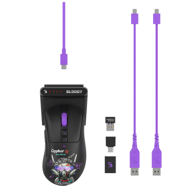 A4TECH BLOODY R73 ULTRA DUO WAVELINK DUAL WRLS 20000CPI GAMING MOUSE 2.4GHz / USB DOCK CYPHER GHOST