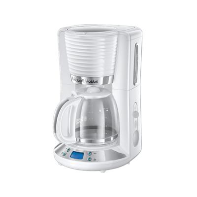 Кофеварка капельная, Russell Hobbs, 24390-56, Капельная, Мощность 1100W, Объем 1.2л, Нержавеющая сталь, Пластик, Дисплей, Индикатор уровня воды, Противокапельная система, Белый