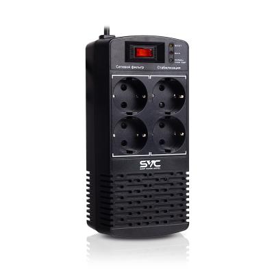 Стабилизатор (AVR), SVC, AVR-1000-L, Мощность 1000ВА/500Вт, LED-индикаторы, Диапазон работы AVR: 174-280В, 4 вых., 1.2 м., Чёрный