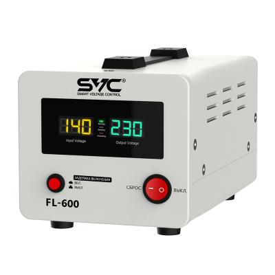 Стабилизатор (AVR)SVC FL-600 600ВА/500ВтДиапазон работы AVR: 140-260В,Выходное напряжение:220В +/-7%,Задержка включения, выход 2 шт Sсhuko,LCD-дисплей, Защита: от перегрузки, короткого замыкания, повышенной температуры, Белый