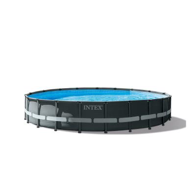 Каркасный бассейн Ultra XTR Frame 610 х 122 см, INTEX, 26334NP, Винил, 30079 л., Стальной каркас, Песочный ф-насос 26646 (7949л/ч), Лестница 28077, Подложка 11290, Тент 11289, Гидроаэрация 22747, Темно-серый, Цветная коробка