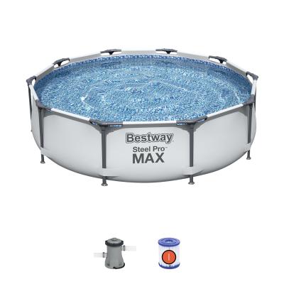 Каркасный бассейн Steel Pro MAX 305 х 76 см, BESTWAY, 56408, Винил, 4678 л., Стальной каркас, Ф-насос 58381 (1249л/ч), Серый, Цветная коробка Каркасный бассейн Steel Pro MAX 305 х 76 см, BESTWAY, 56408, Винил, 4678 л., Стальной каркас, Ф-насос 58381 (1249л/ч), Серый, Цветная коробка