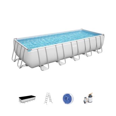 Каркасный бассейн Power Steel Rectangular 640 х 274 х 132 см, BESTWAY, 5612B, Винил, 19281 л., Стальной каркас, Песочный ф-насос 58497 (5678л/ч), Лестница 58337, Тент, Дозатор, Серый, 2 цветные коробки Каркасный бассейн Power Steel Rectangular 640 х 274 х 132 см, BESTWAY, 5612B, Винил, 19281 л., Стальной каркас, Песочный ф-насос 58497 (5678л/ч), Лестница 58337, Тент, Дозатор, Серый, 2 цветные коробки