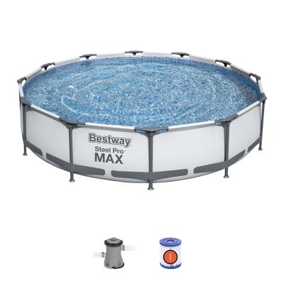 Каркасный бассейн Steel Pro MAX 366 х 76 см, BESTWAY, 56416, Винил, 6473 л., Стальной каркас, Ф-насос 58381 (1249л/ч), Серый, Цветная коробка Каркасный бассейн Steel Pro MAX 366 х 76 см, BESTWAY, 56416, Винил, 6473 л., Стальной каркас, Ф-насос 58381 (1249л/ч), Серый, Цветная коробка