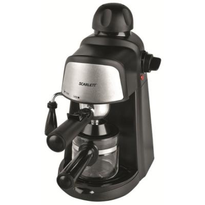 Кофеварка рожковая Scarlett SC-CM33004, Давление 3.5 бар, Объем 240 мл, Съемный многоразовый фильтр, Мощность 800 Вт, Длина шнура 0.8м, Черный
