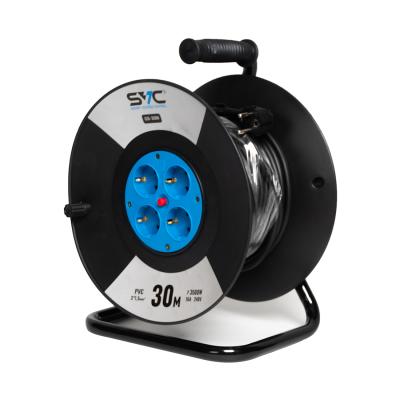 Удлинитель на катушке, SVC, GS-30M, 4 розетки, 30 метров, 3500W, 240В, 16A, 3x1.5mm, Защита от детей, Чёрный