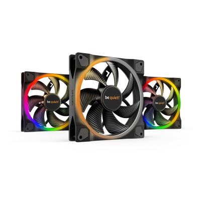 Вентилятор для компьютерного корпуса, Bequiet!, Light Wings, BL078, 140mm, PWM, ARGB LED, 1500 об.мин, 56/95.14 CFM, 23.3 dB(A), 4-pin PWM,Triple Pack, Чёрный