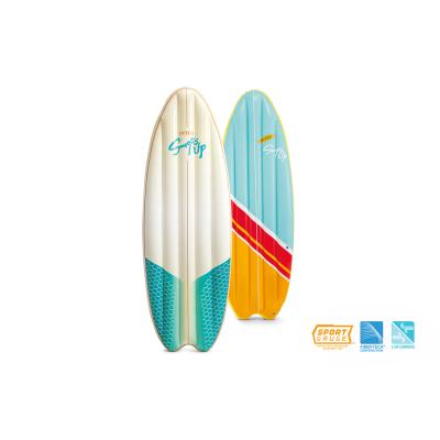 Пляжный матраc для плавания Surf`s Up 178 х 69 см, INTEX, 58152EU, Винил, Технология FiberTech, Двухкамерный, Оригинальная форма, Максимальная нагрузка 100 кг., Голубой/белый в ассортименте, Цветная коробка